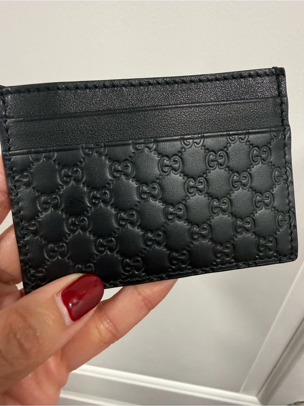 Gucci Black Leather Microguccissima Card Case